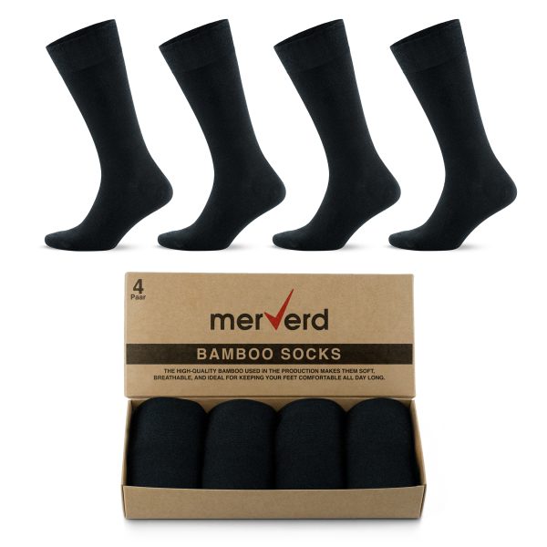 Startseite 21 merVerd Bambus Socken Herren & Damen, Business & Freizeit, 4 Paar, Schwarz