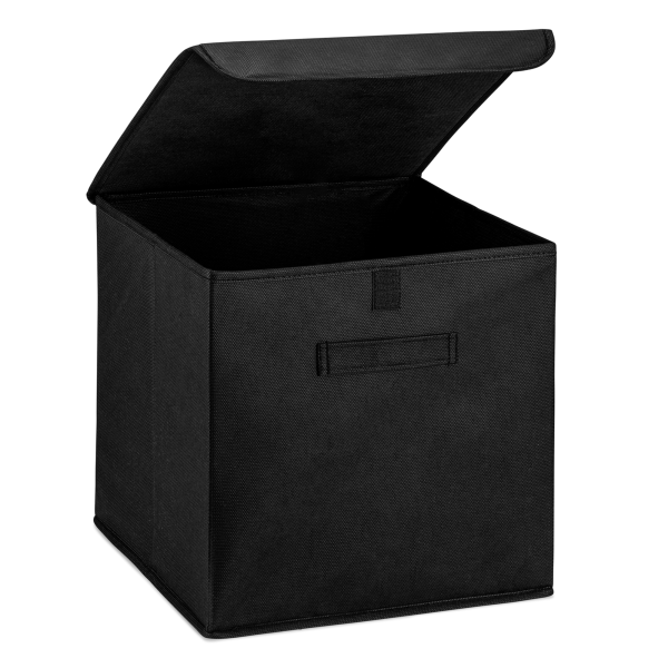 Startseite 13 Faltbare Aufbewahrungsbox mit Deckel, Schrank Organizer, 30x30x30 cm, Schwarz