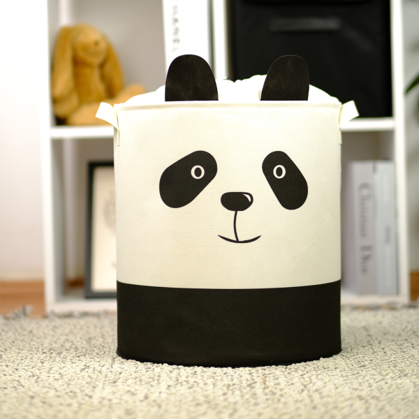 Startseite 17 Faltbarer Popeline Wäschekorb Aufbewahrungskorb mit Panda Motiv, 43 Liter